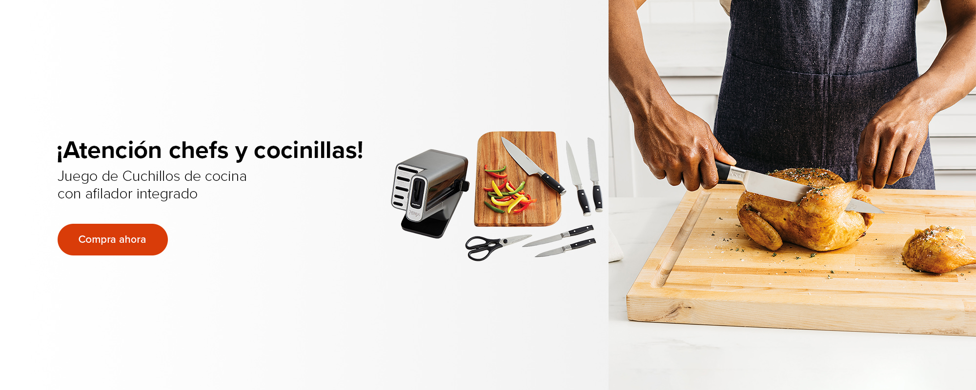 Juegos de cuchillos de cocina Ninja con afilador integrado en una cocina